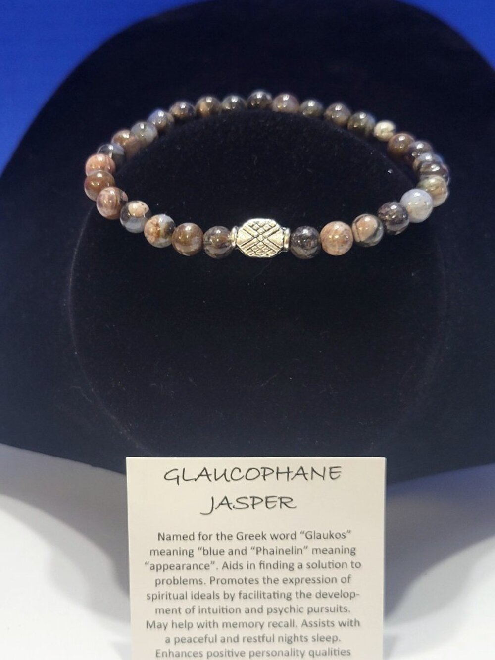 Vintage Natural Glaucophane Jasper Beaded Bracelet for Peace